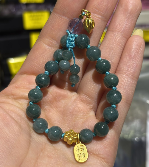 260411 - C6 8mm+緬甸藍水翡翠設計款編織手串