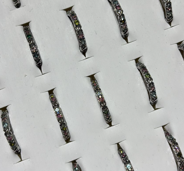 260411 - C11 銀色XX彩碧璽半銀開口戒指