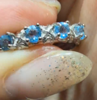 260411 - C14 倫敦藍托帕石簡約半銀開口戒指