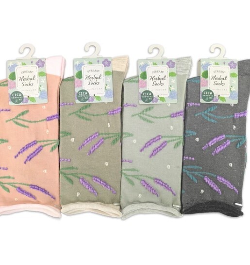 薰衣草圖案高筒襪