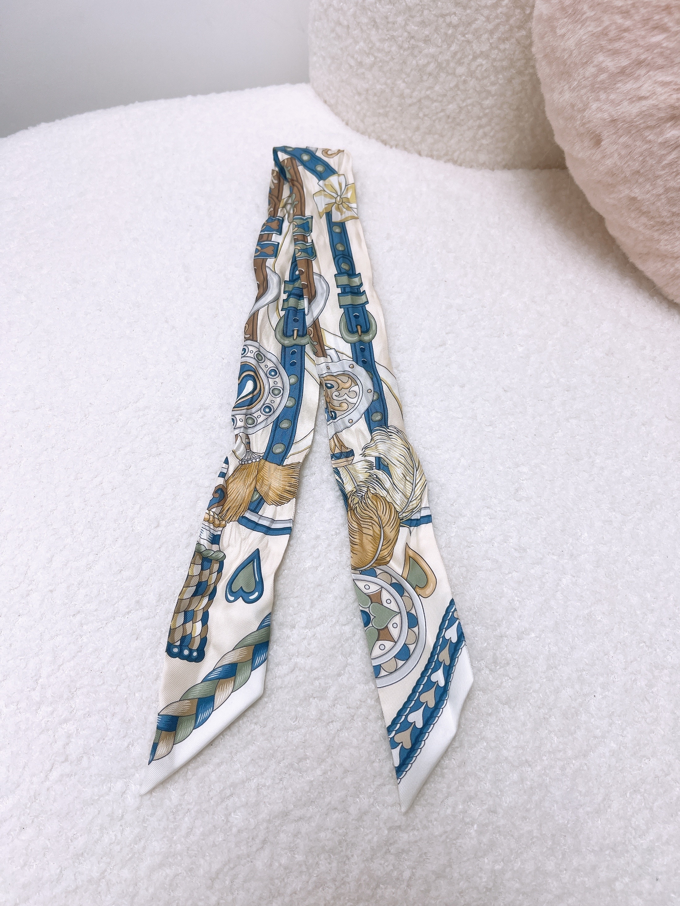 Hermes twilly (harnais de coeur/ white/ blue)