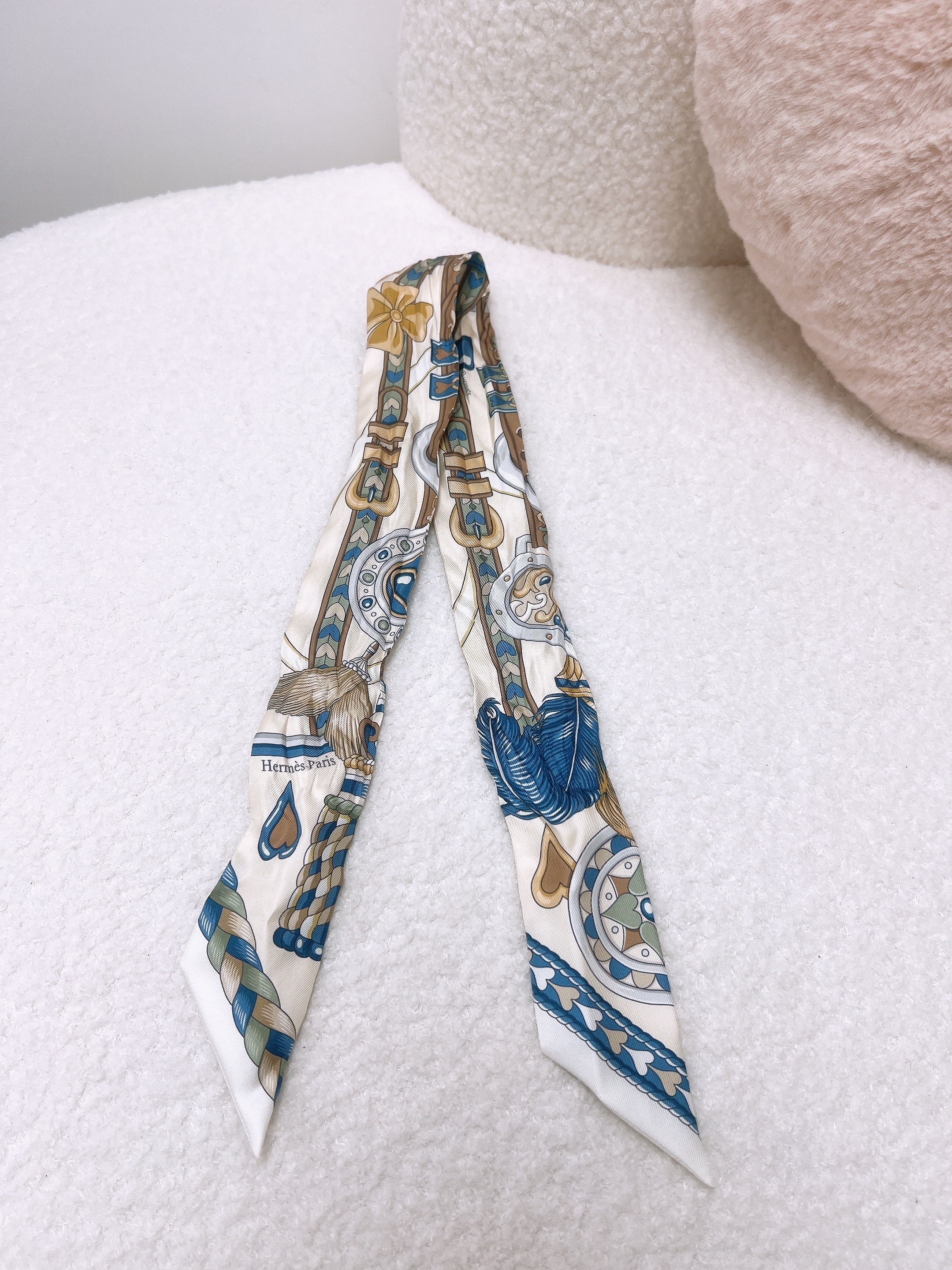 Hermes twilly (harnais de coeur/ white/ blue)