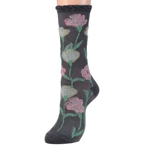 草本植物圖案高筒襪