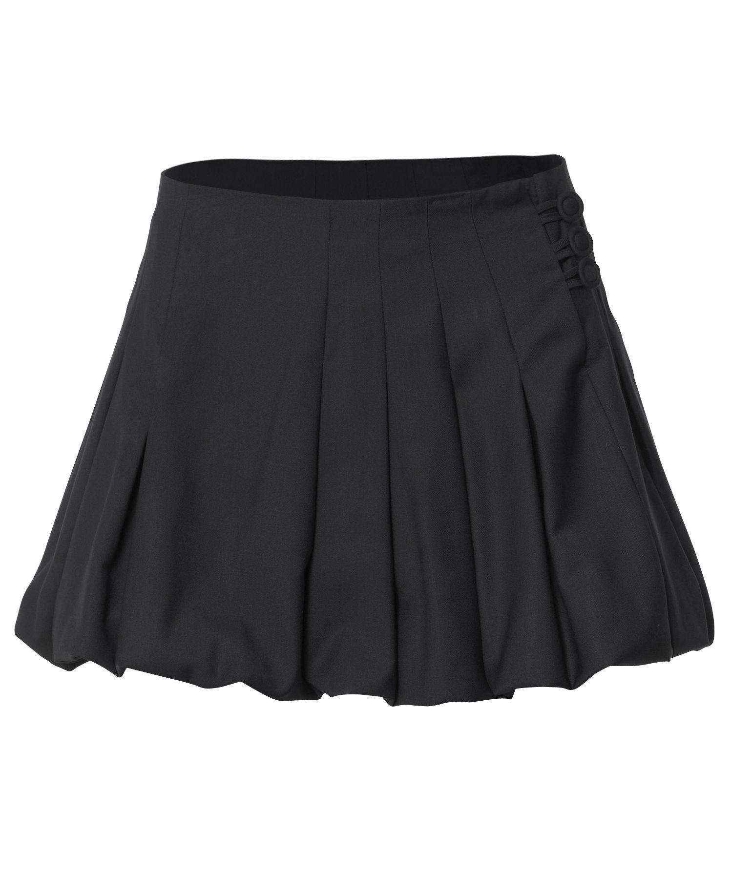 FLAREUP 排扣縮褶泡泡裙 FL-249_Black