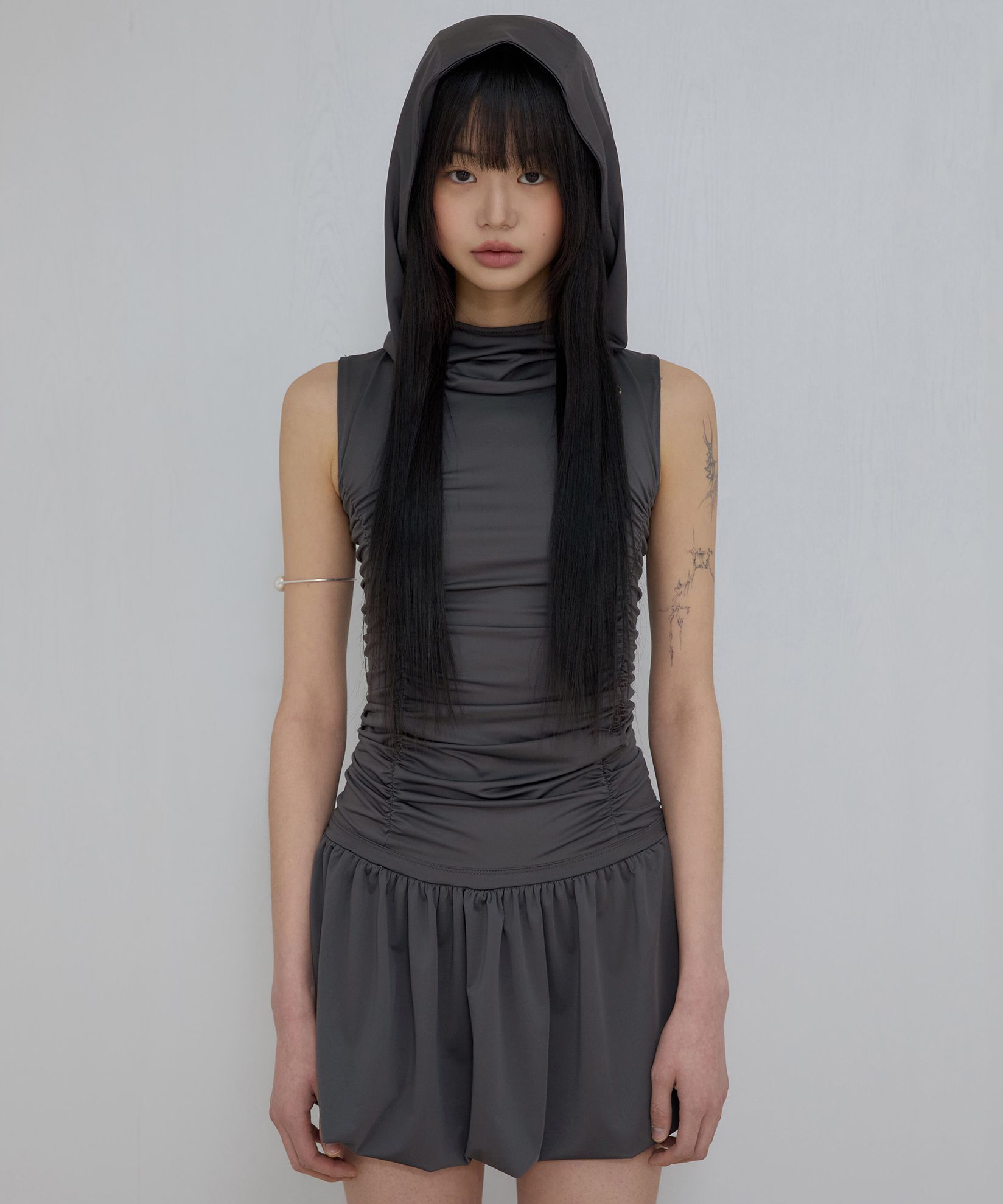 FLAREUP 連帽高領連身裙 FL-155_Charcoal