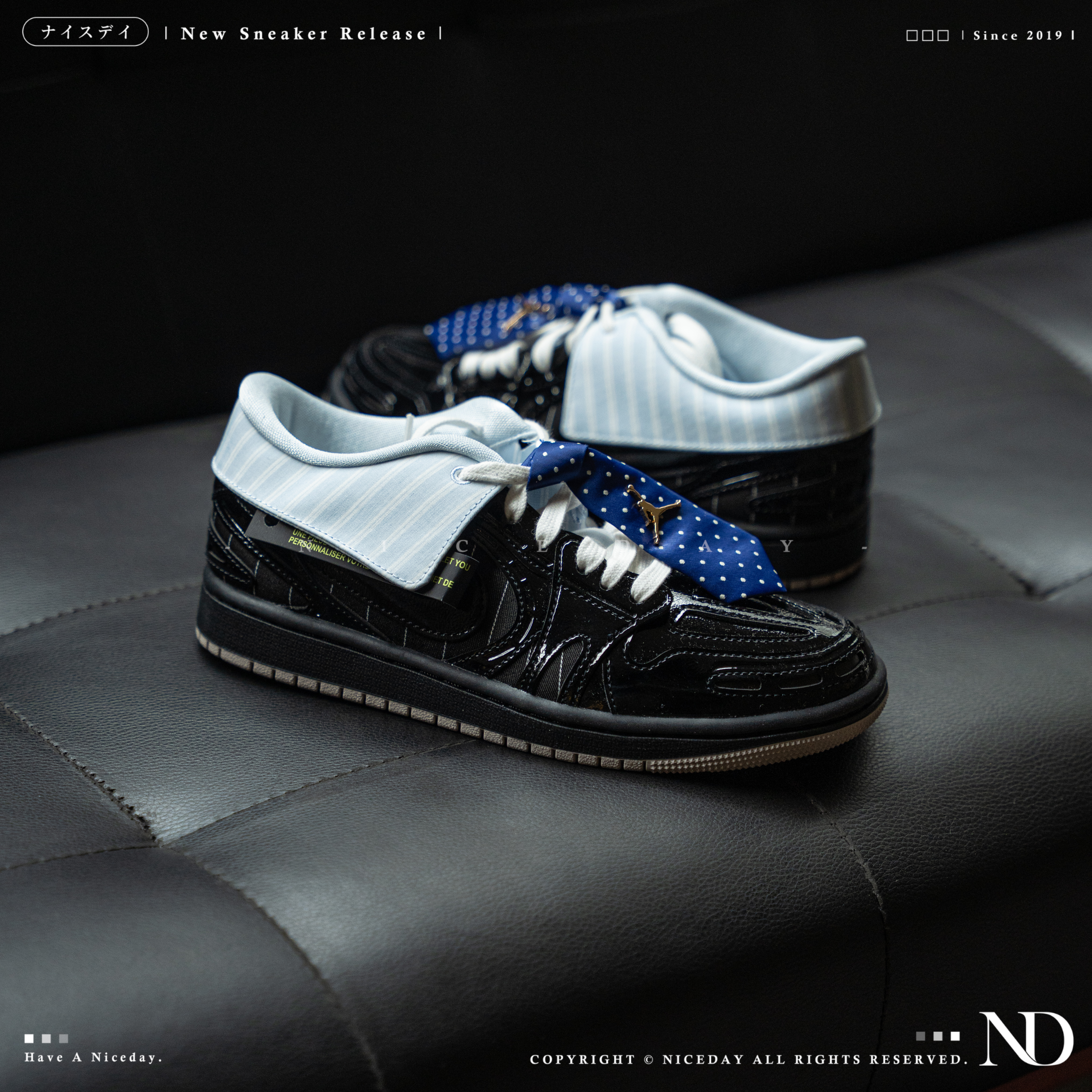 NICEDAY 代購 Nike Air Jordan 1 MM V3 黑色 條紋 漆皮 皮革 西裝 領帶 IR7554-001