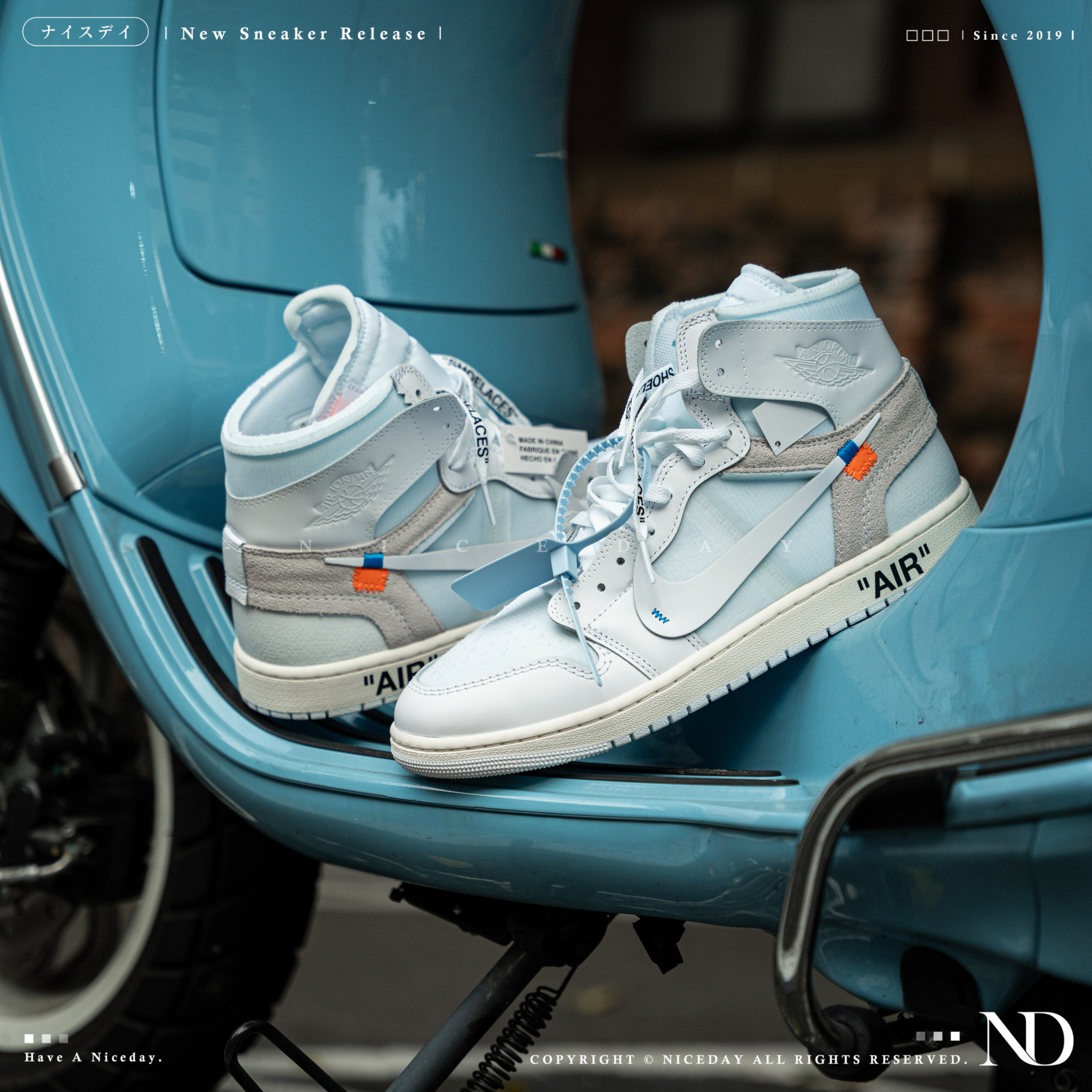 NICEDAY 代購 Virgil Abloh Archive™ x Air Jordan 1 High OG「Alaska」冰川白 冰藍 極地灰 Off-White 解構 限量款 AA3834-100