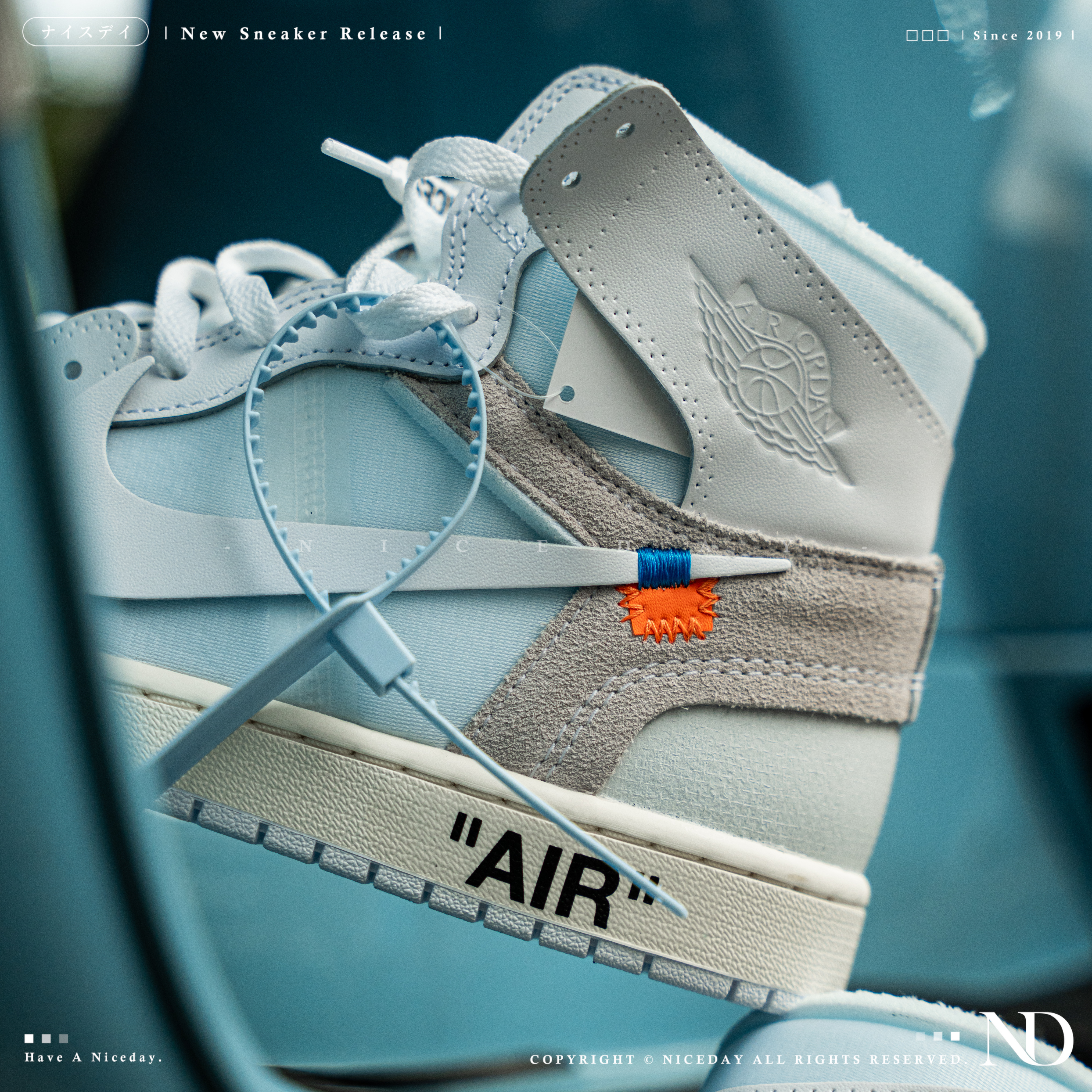 NICEDAY 代購 Virgil Abloh Archive™ x Air Jordan 1 High OG「Alaska」冰川白 冰藍 極地灰 Off-White 解構 限量款 AA3834-100