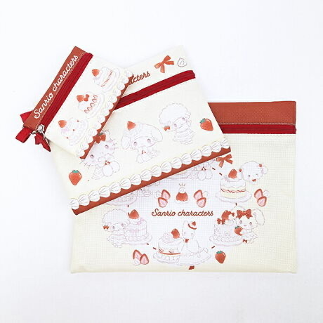 日本 Sanrio 草莓蛋糕系列 - 扁身拉鏈袋套裝 (3入)