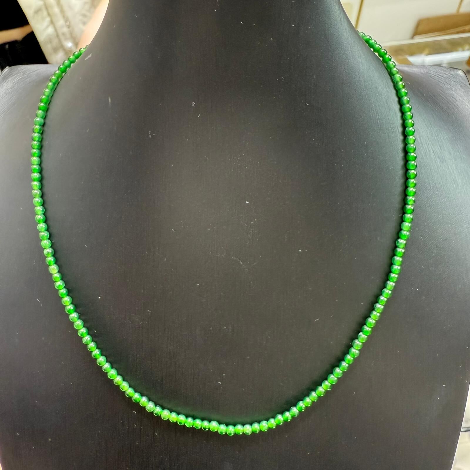 HKAG0411-046 S925銀3mm滿綠鎖骨項鏈 yy0523 (A46)