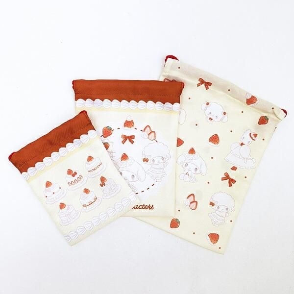 日本 Sanrio 草莓蛋糕系列 - 束繩袋套裝 (3入)