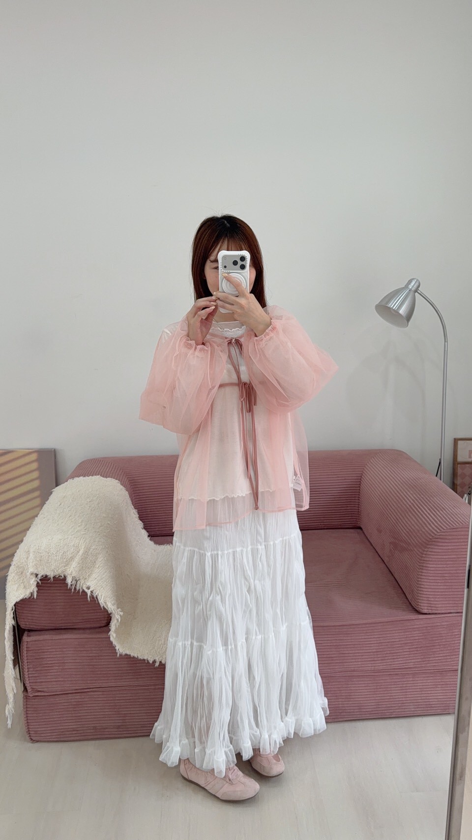 日系雙層透紗罩衫 2colors