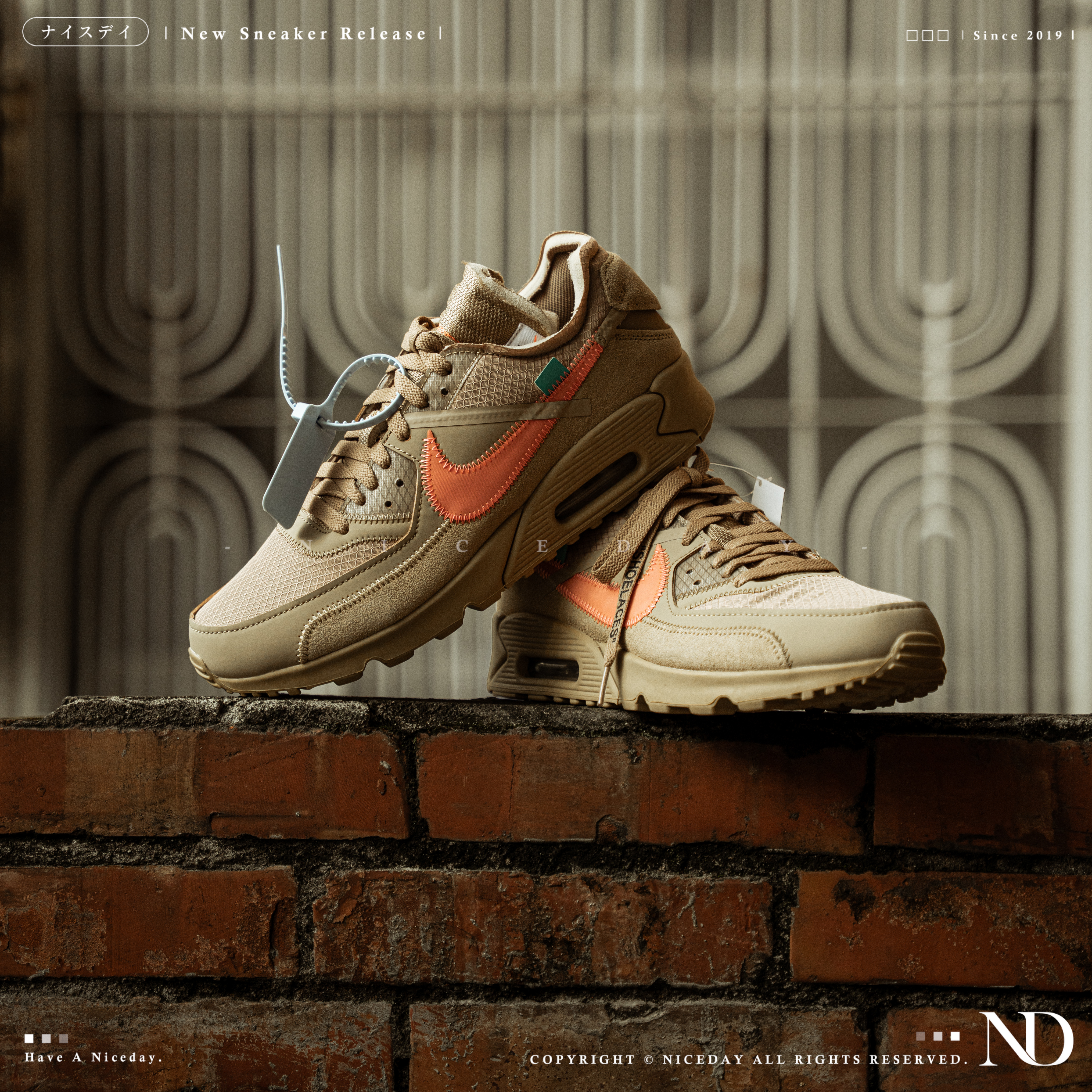 NICEDAY 代購 Off White x Nike Air Max 90 OG款 沙漠 橘勾 重磅聯名 林俊傑同款 AA7293-200