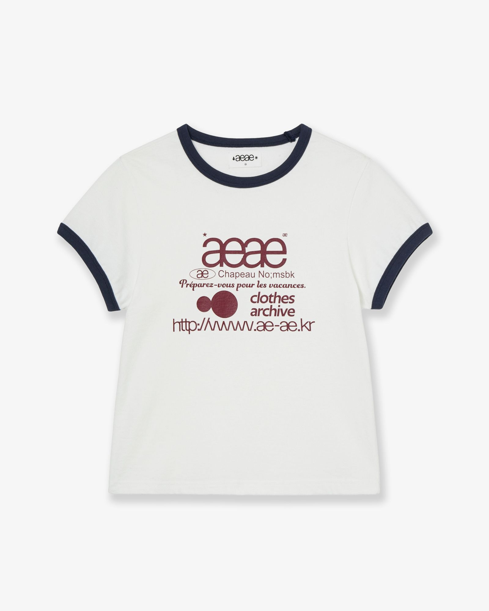 AEAE Web Logo 撞色領短袖T恤 AE46SWTS002WHT