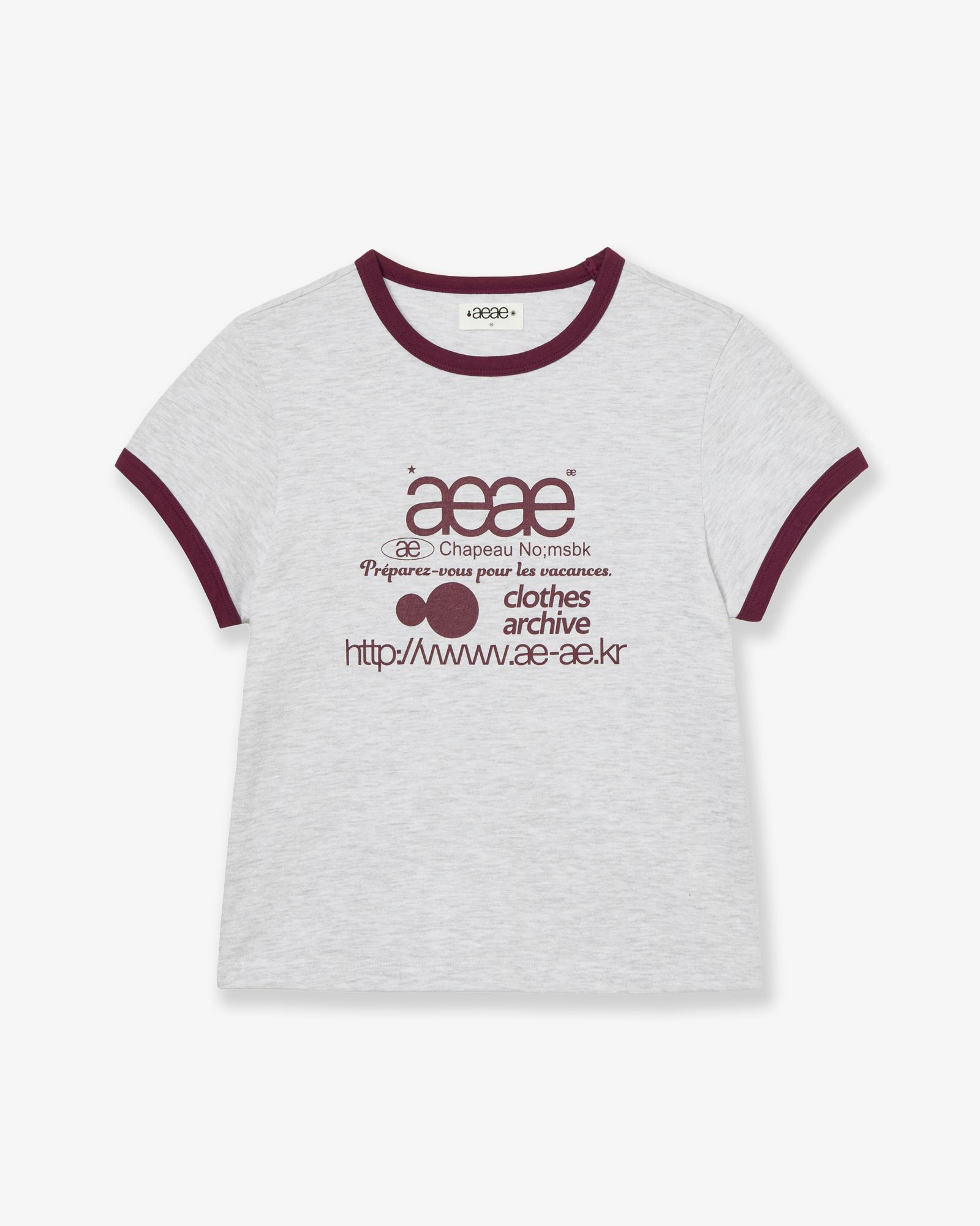 AEAE 網格Logo撞色領口TEE AE46SWTS002LGY