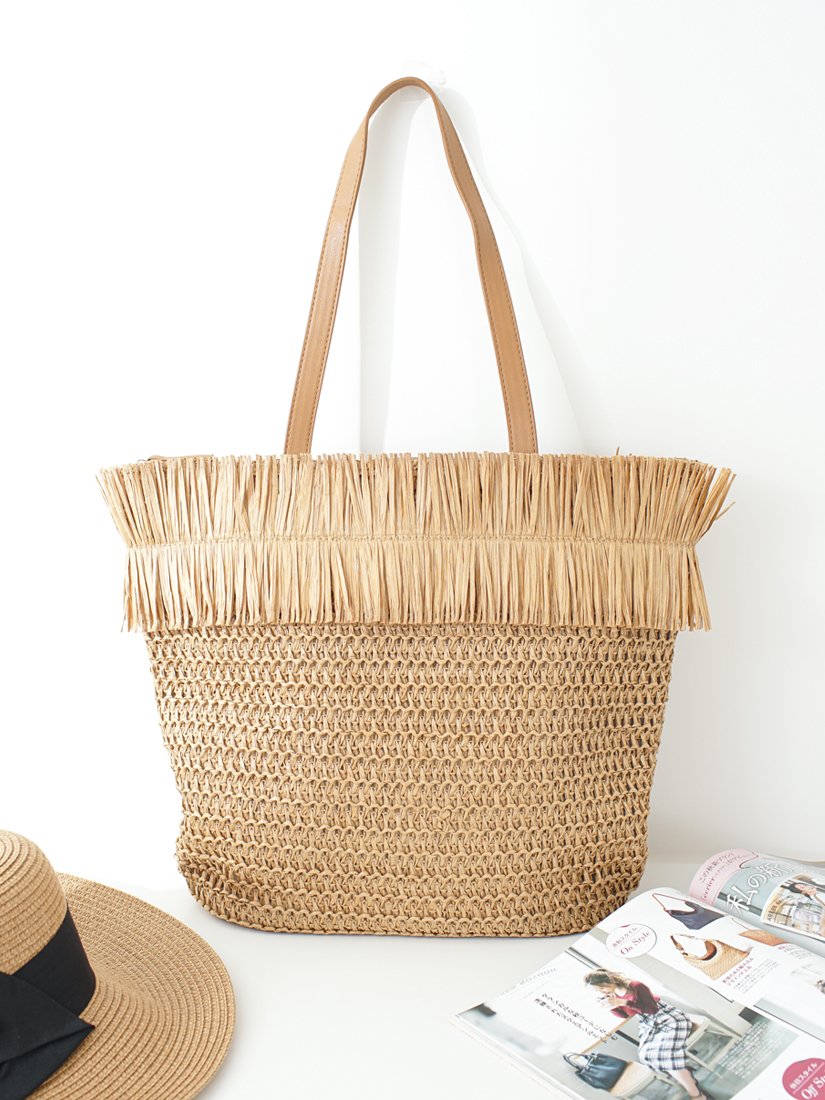 渡假感草編流蘇肩背包(2色)