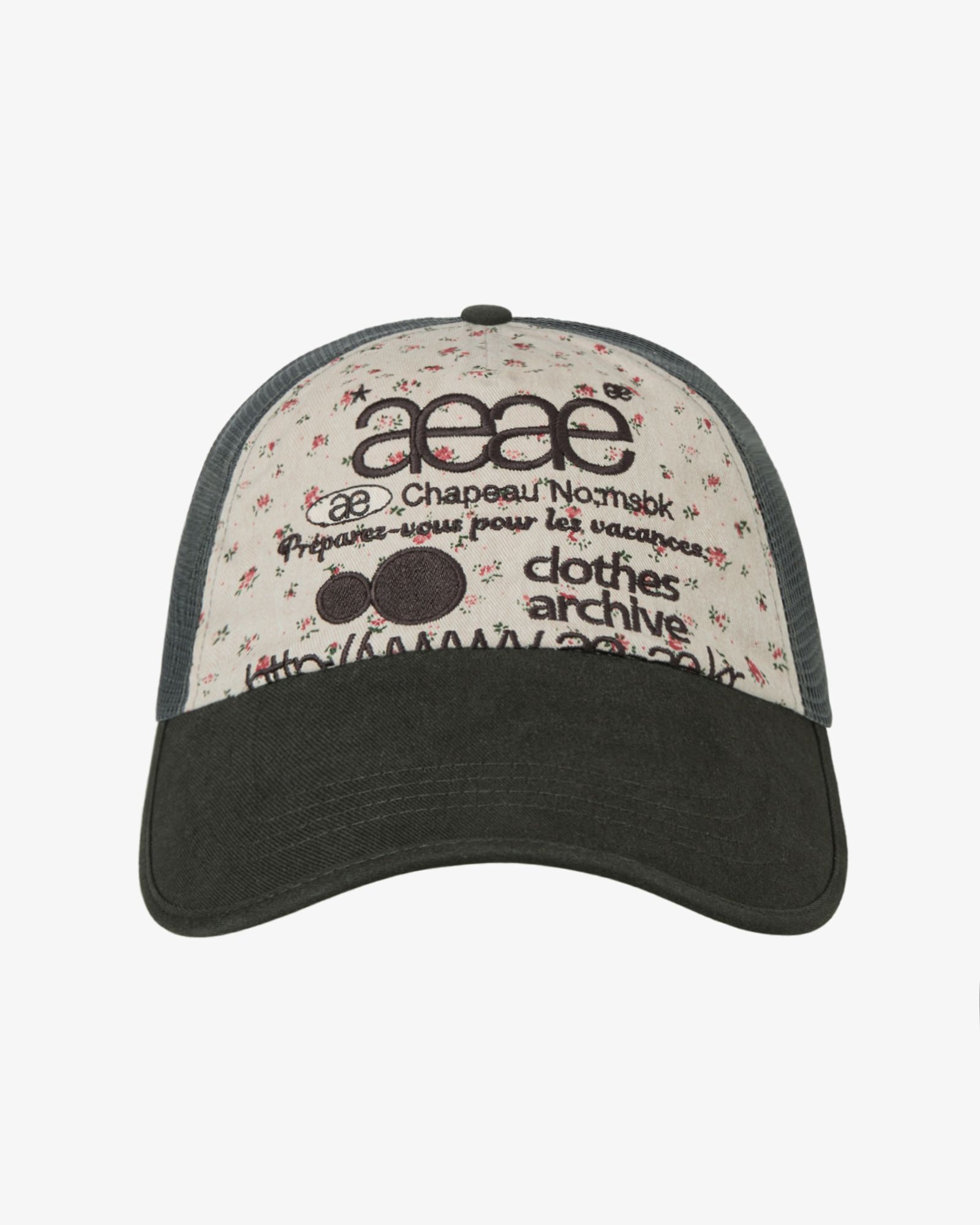 AEAE 花卉網眼帽 米色/深綠 AE46SWCA003BDG