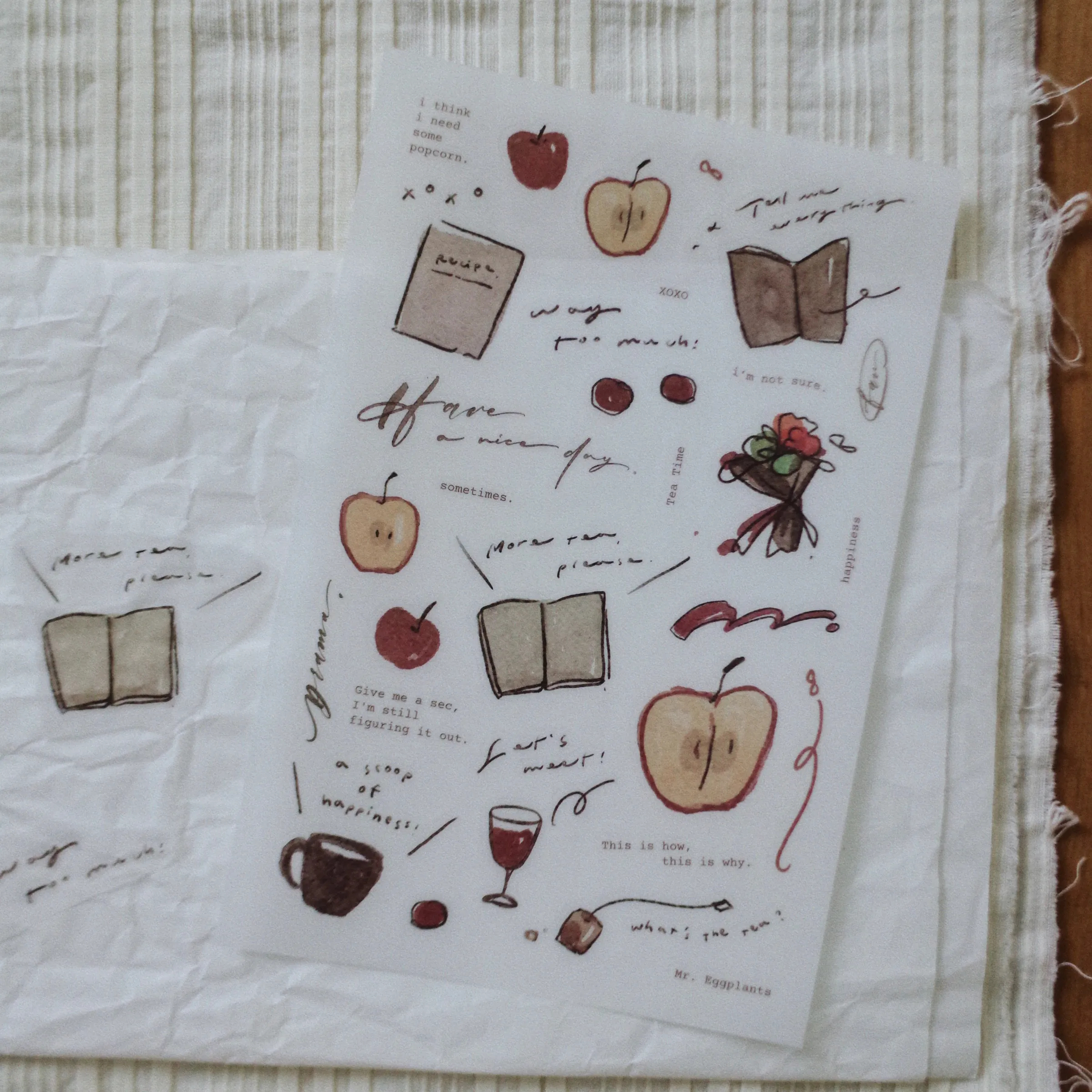 Tea time 2入轉印貼紙｜茄子先生