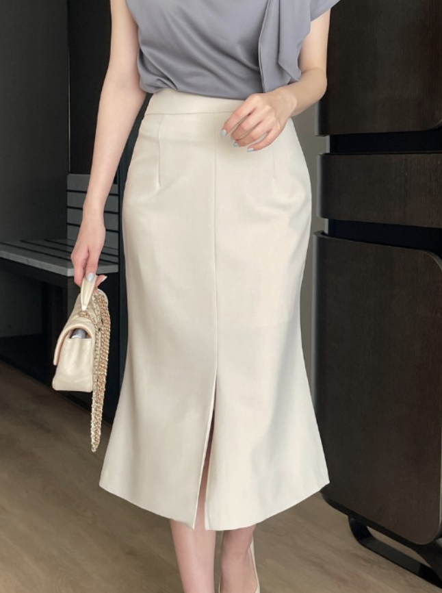 Karlie 曼妙高腰開衩中長裙 [ 3色 / S,M,L ]