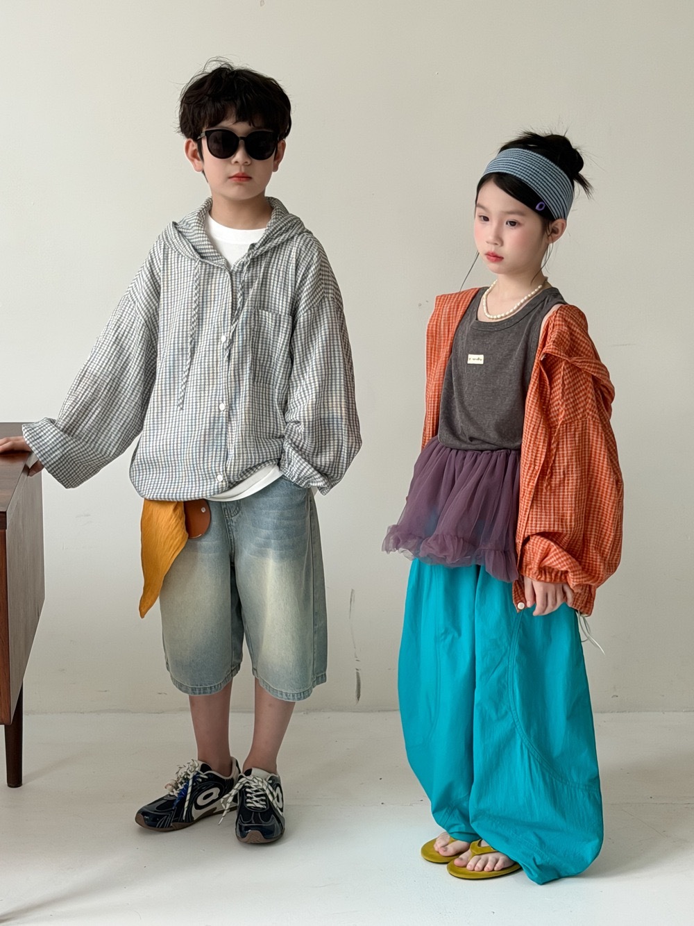 兄弟姐妹一起穿_兩色格子防曬外套