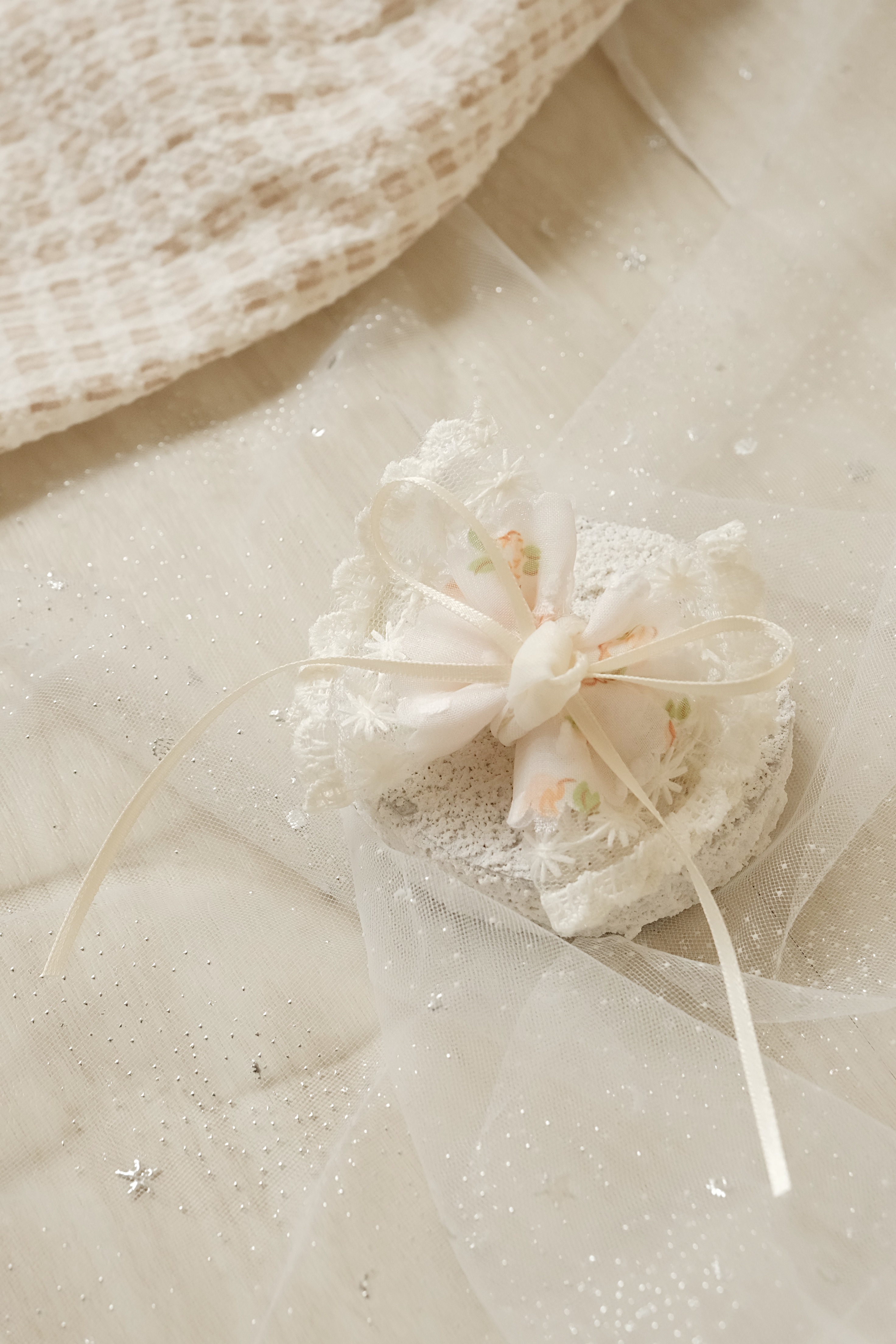 桔星小花蝴蝶結髮夾