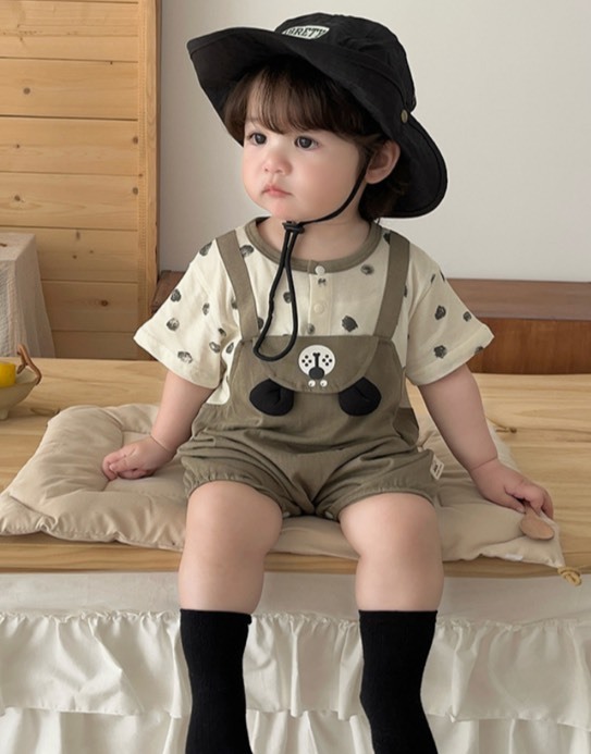 立體小熊短袖爬服