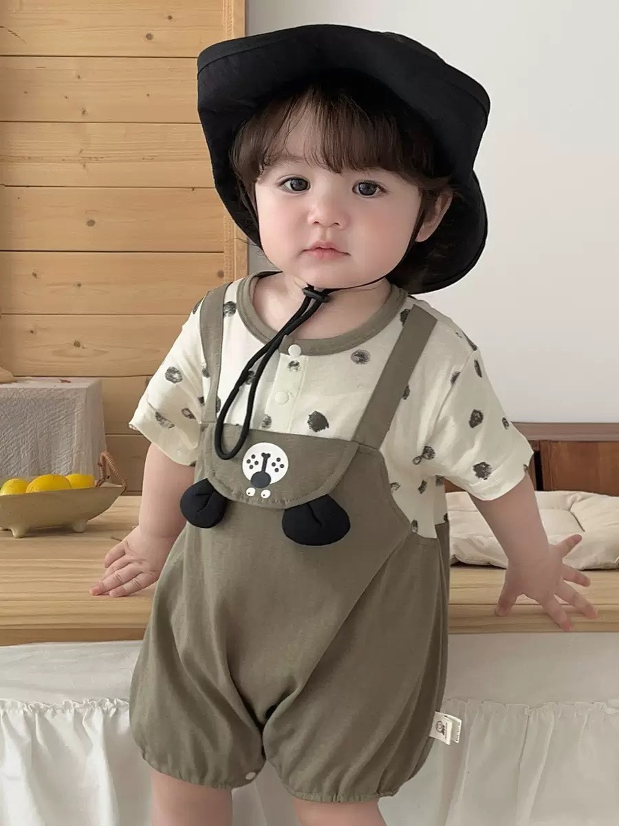 立體小熊短袖爬服