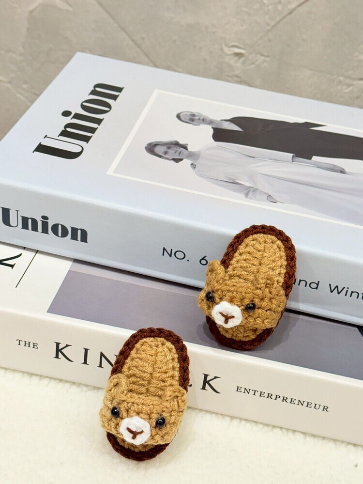 『2入組』咖色可愛圖案拖鞋ㄆ一ㄚ夾((咖色隨機))