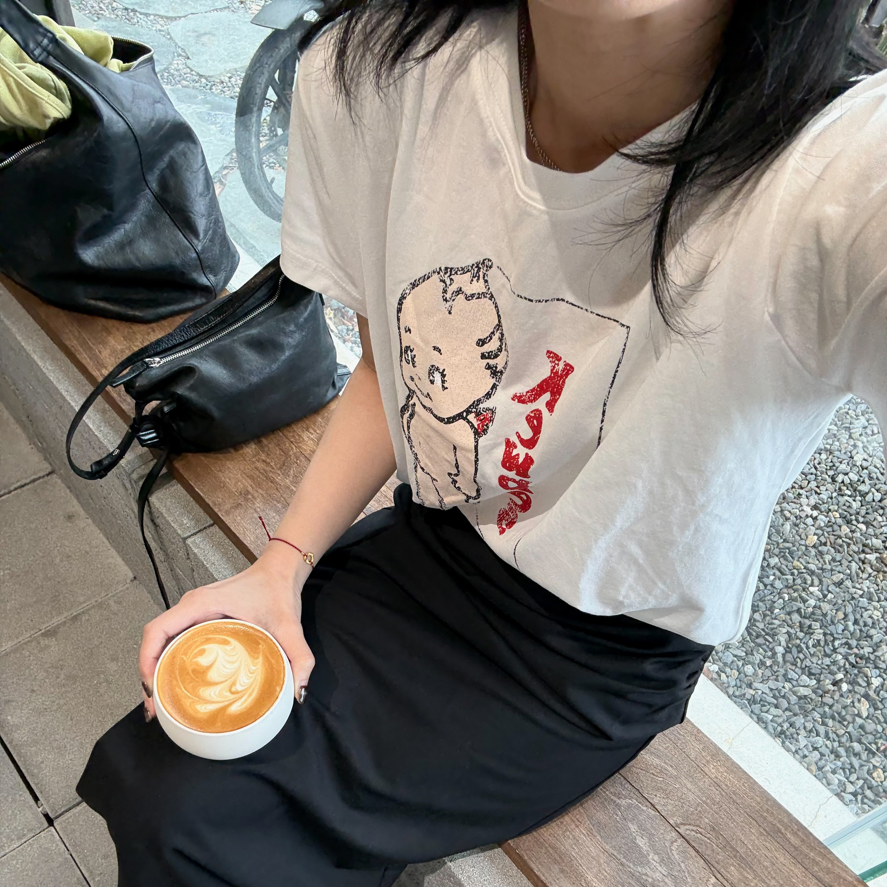 AS07口愛小嬰薄款圖案T(白/灰)