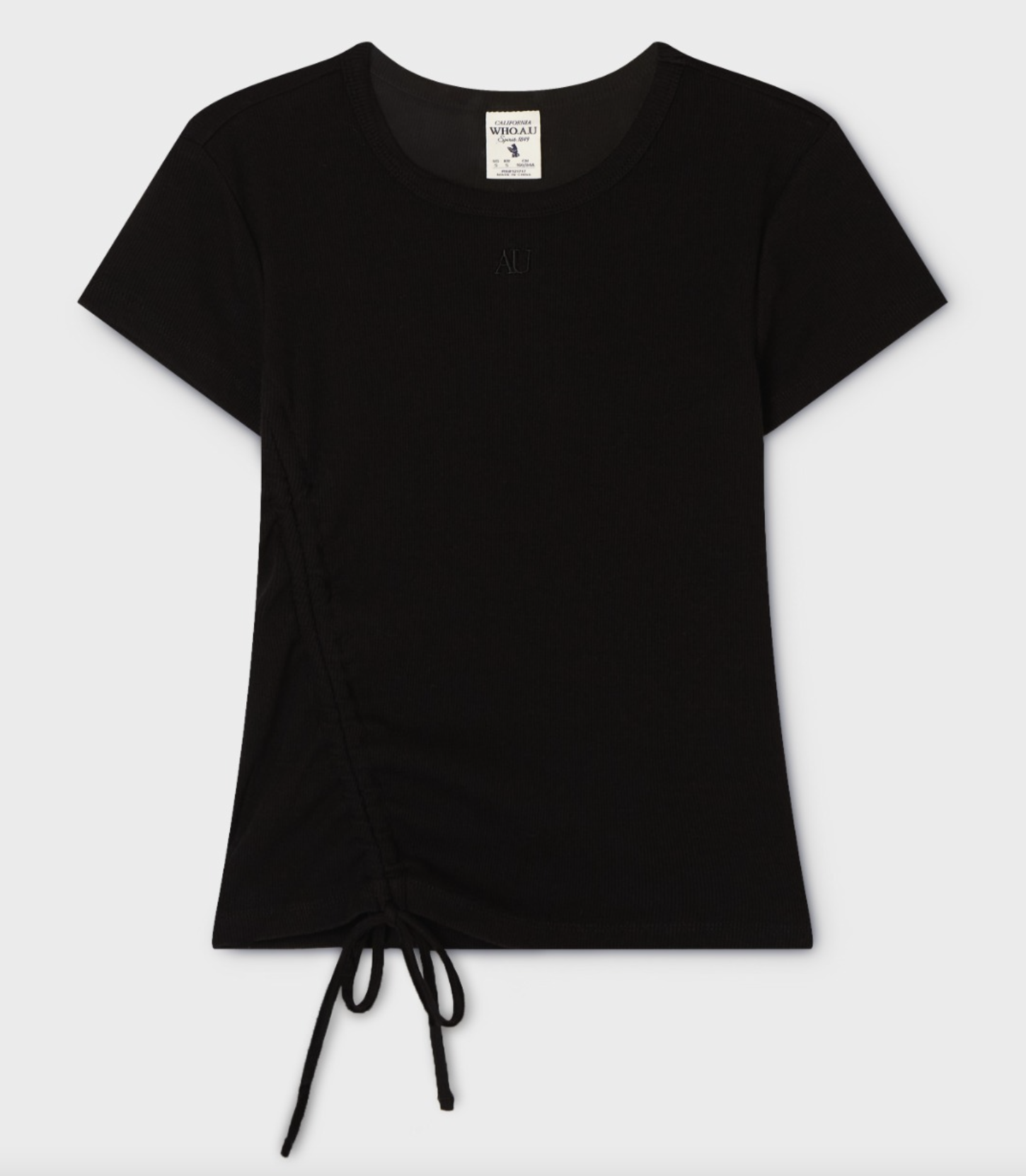 【入LIVECODE一件減至$178😱🔥！】【WHO.A.U春夏開季🔥】Ribbed Side String T-Shirt (3 Colors)