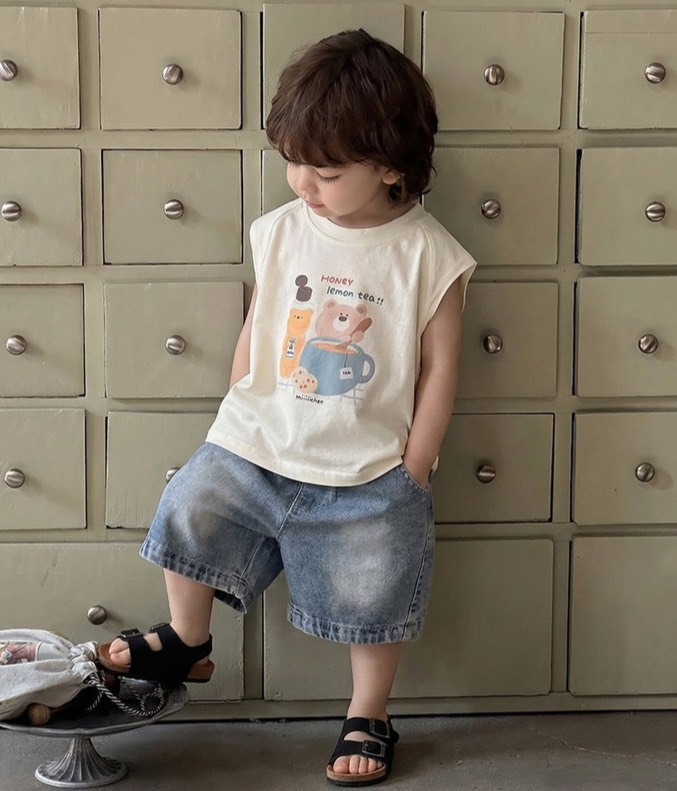 泡茶小熊背心上衣