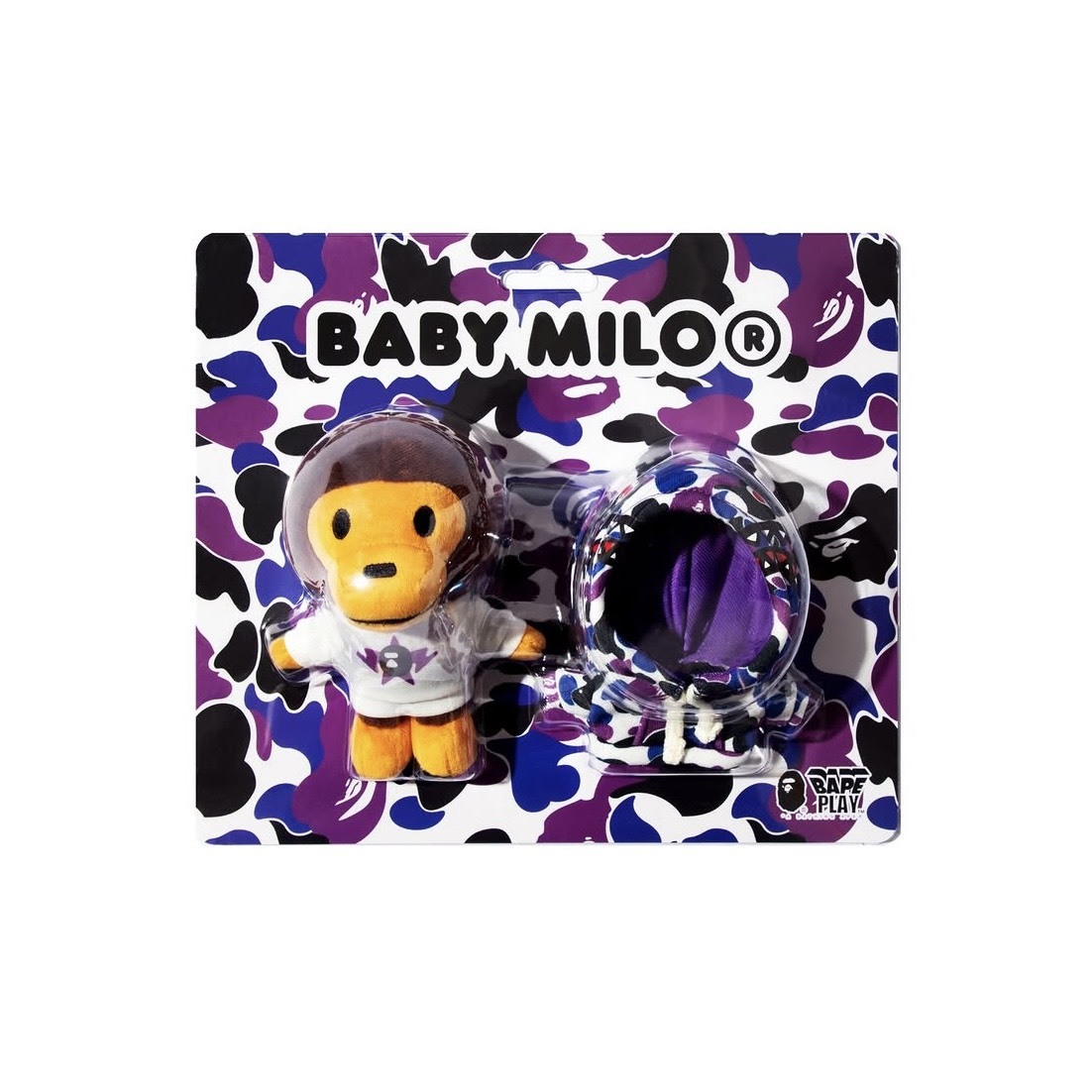 -(C4c)-A BATHING APE BAPE BABY MILO HONG KONG 香港 20 週年限定 吊卡 鑰匙圈 黑紫迷彩-002GDM221302M