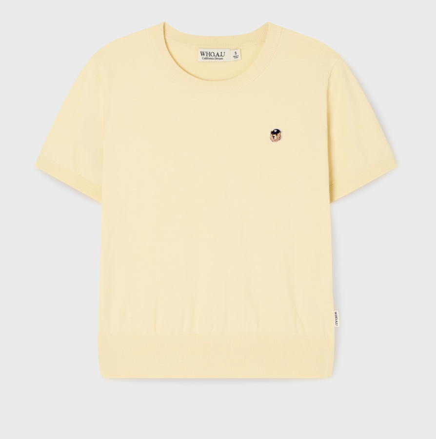 【入LIVECODE一件減至$198😱🔥！】【WHO.A.U春夏開季🔥】Steve R-neck Plain Short Sleeve Sweater (3 Colors)