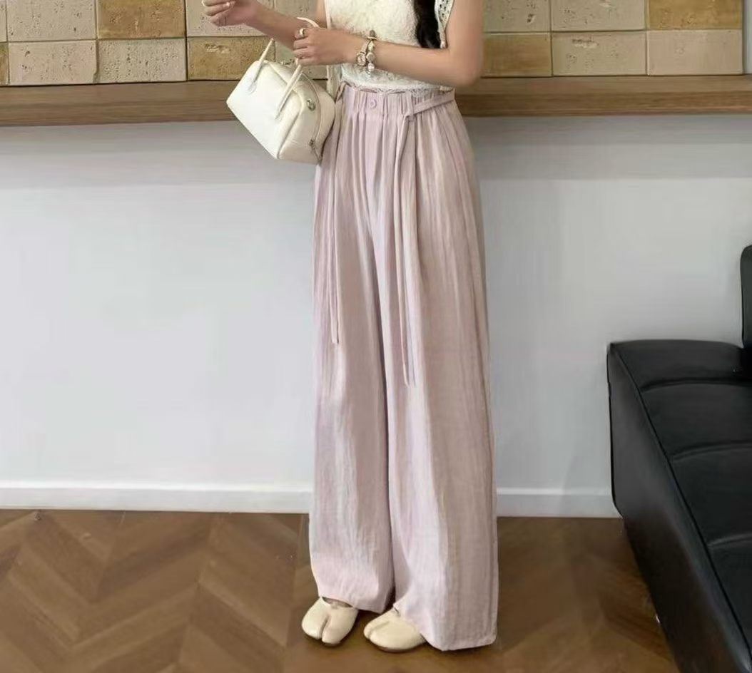 HP6041 棉麻綁繩垂墜長褲