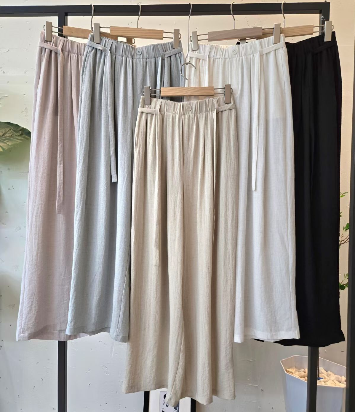 HP6041 棉麻綁繩垂墜長褲