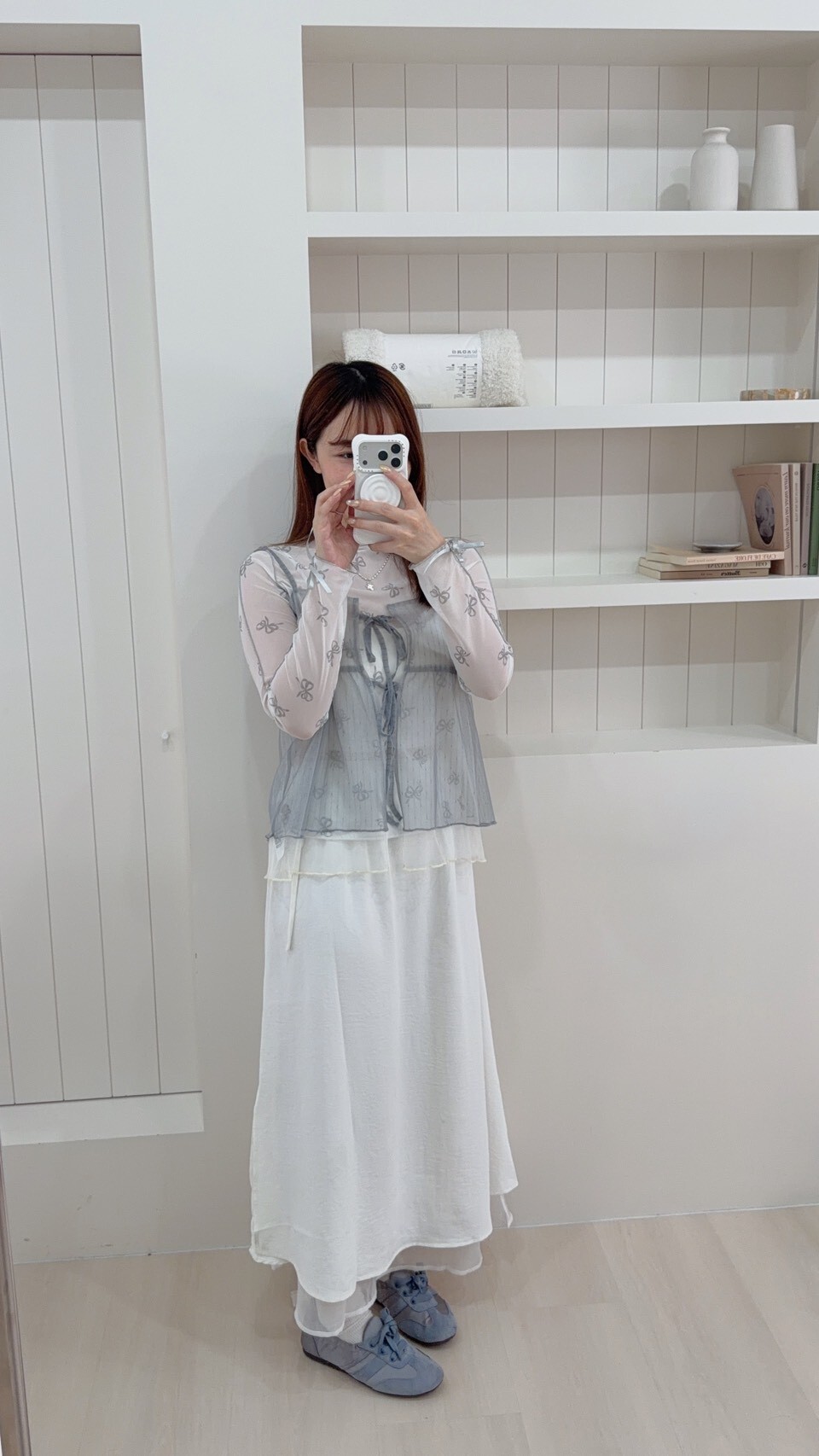 蝴蝶結透膚衫 3colors