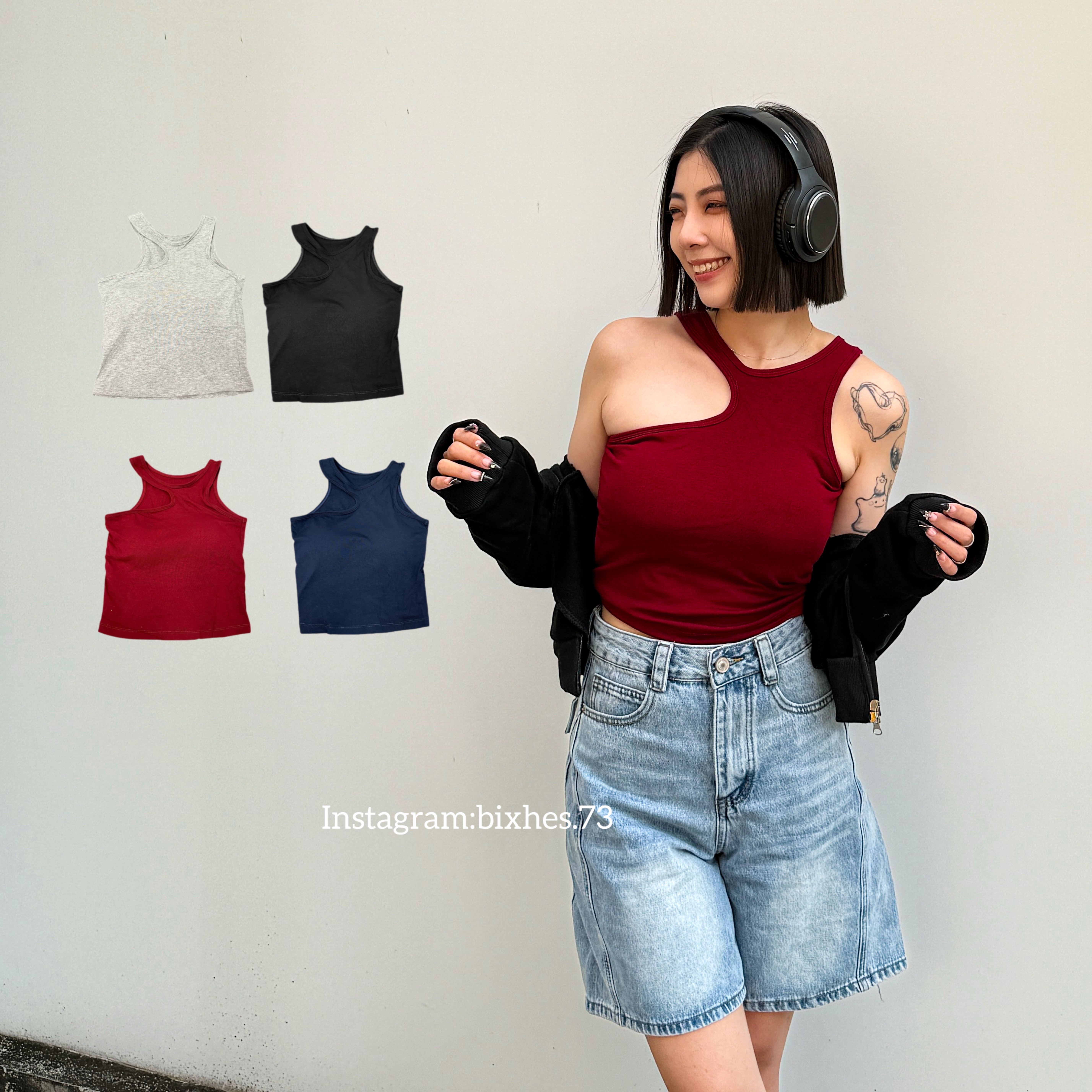 挖邊彈性帶墊背心(C00015)