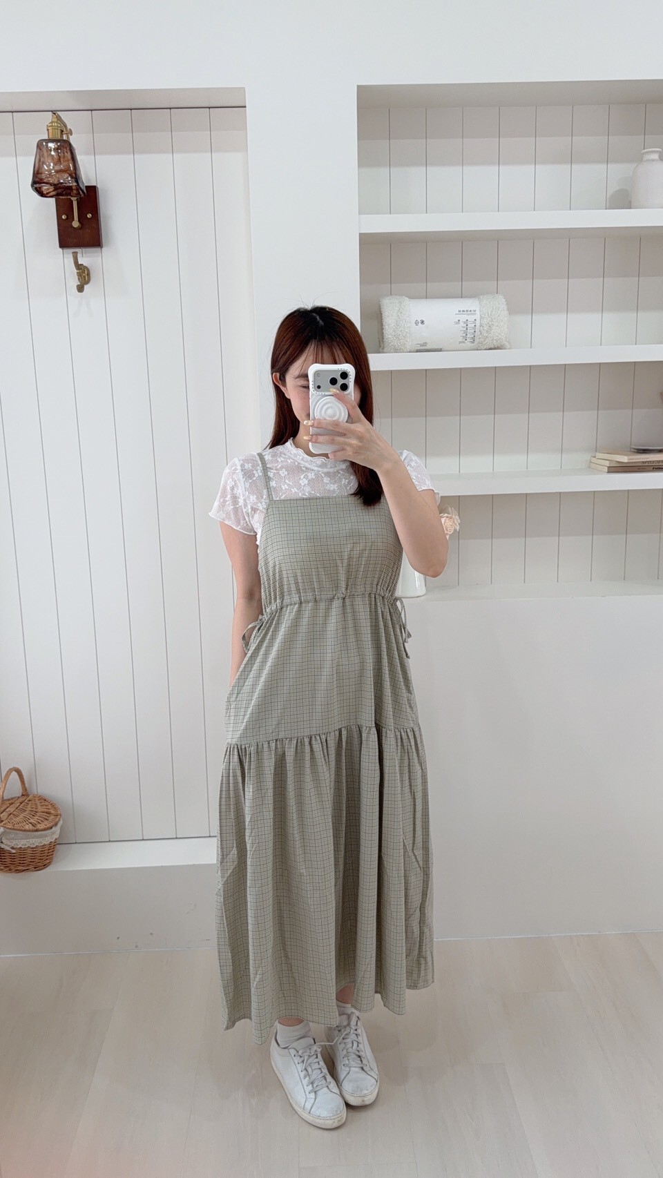 文青女孩格紋洋裝 吊帶可調 2colors