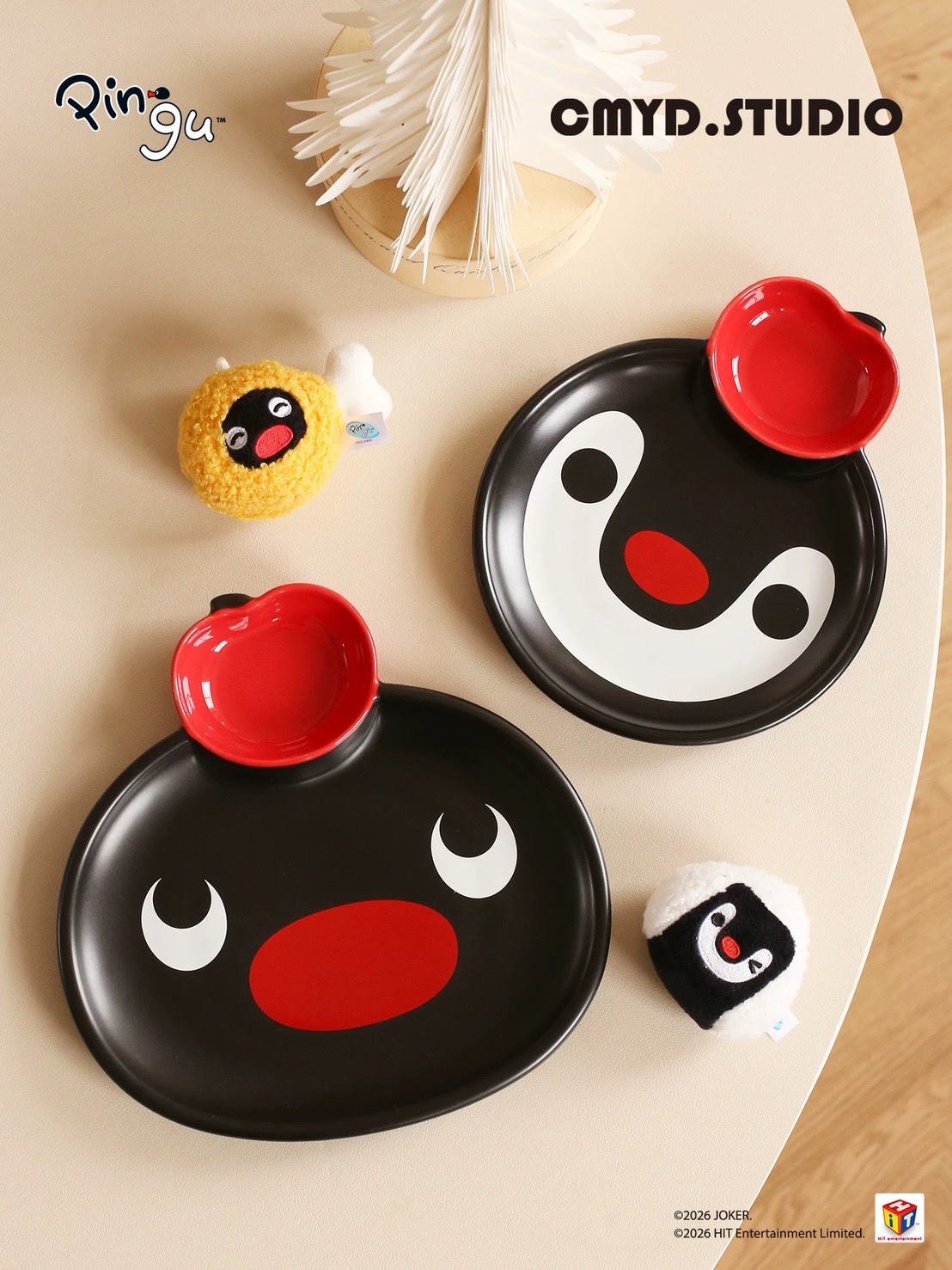PINGU 企鵝家族 蘋果造型 多功能陶瓷餐盤