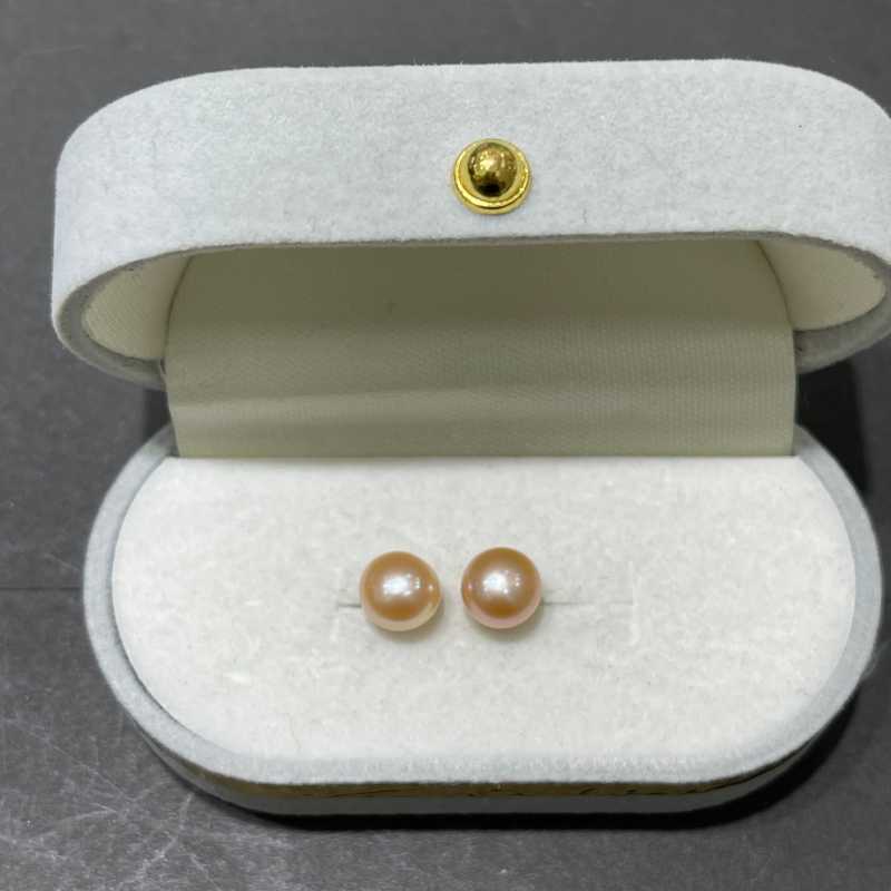 HKAG0412-003 8mm珍珠耳釘淺香檳 (A3)