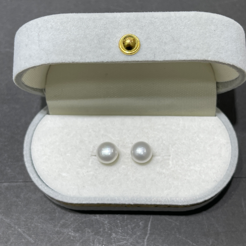 HKAG0412-001 8mm珍珠耳釘白 (A1)