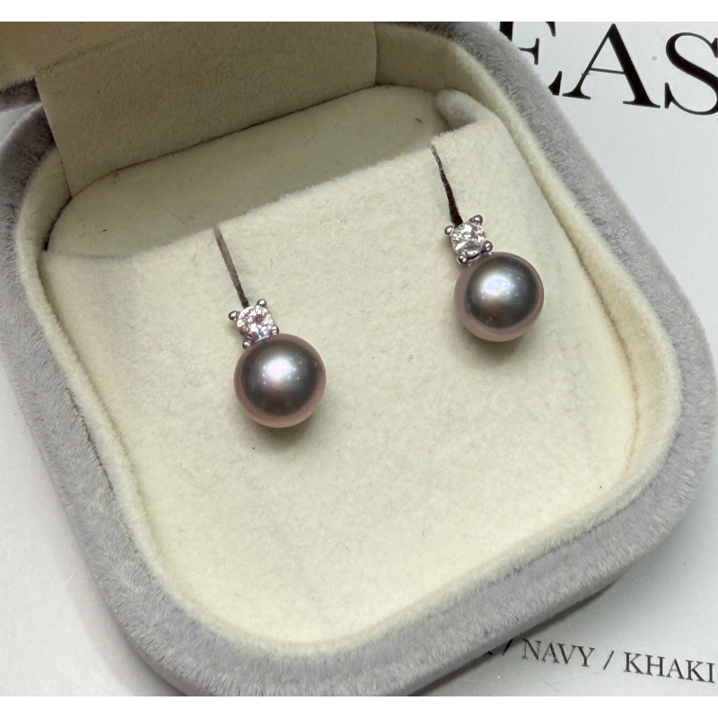 HKAG0412-010 經典戴妃耳釘8mm 銀灰色 (A10)