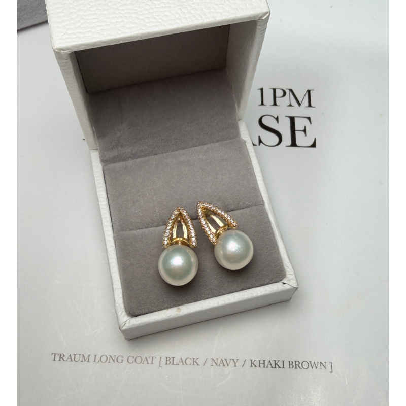 HKAG0412-016 Mikmoto同款正圓珍珠耳環 (連證書) (A16)