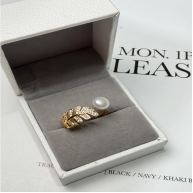 HKAG0412-038 珍珠葉子戒指 (A38)