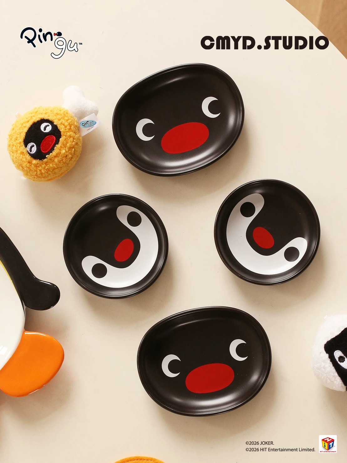 PINGU 企鵝家族 蘋果造型 陶瓷碟子