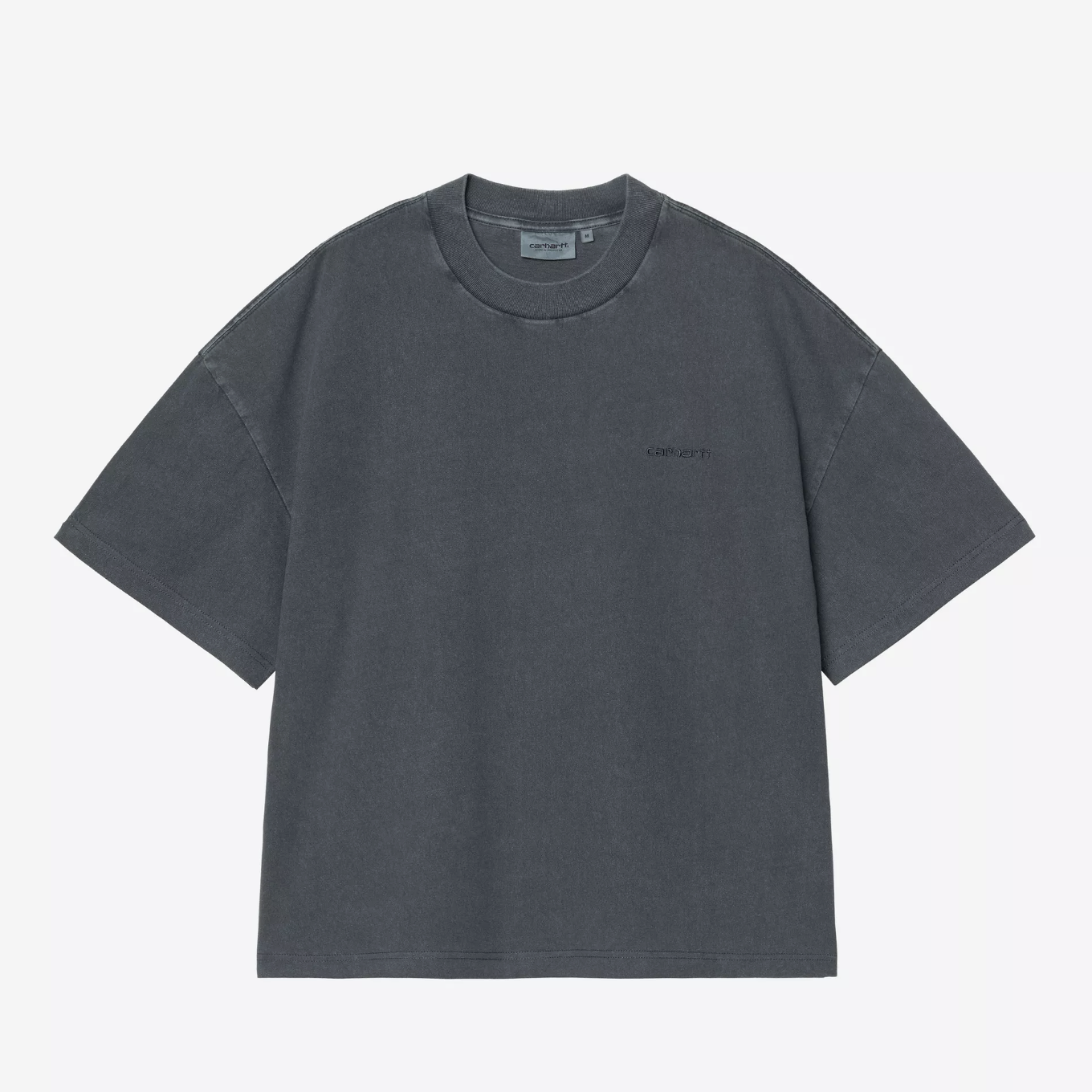 -(E2b05)- CARHARTT WIP S/S BENTON T-SHIRT 刺繡標誌 寬鬆版 染色工藝 灰藍色-I035590