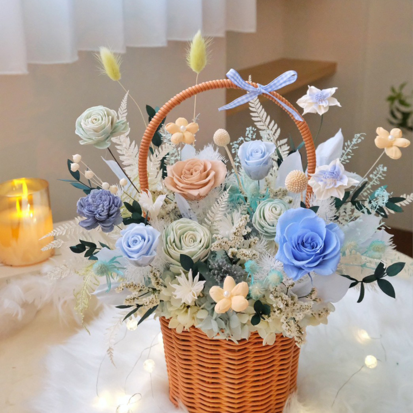永生花提籃 藍色系