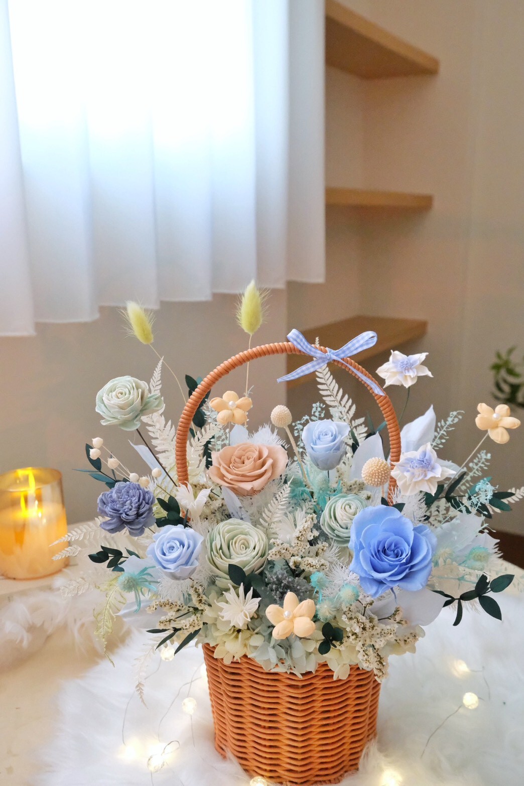 永生花提籃 藍色系