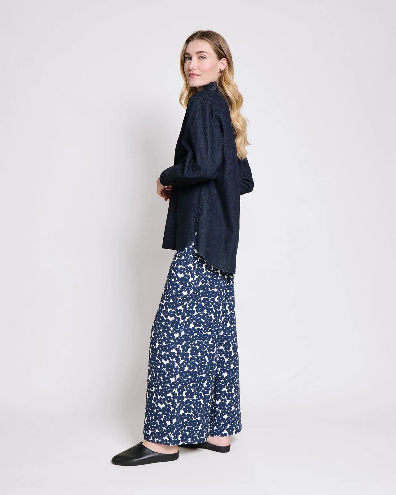 Pauline Organic Cotton Pants — Blue Anemones | émoi émoi