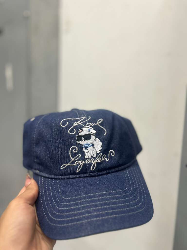 LYS01531 Karl Lagerfeld 刺繡水手貓貓牛仔cap帽